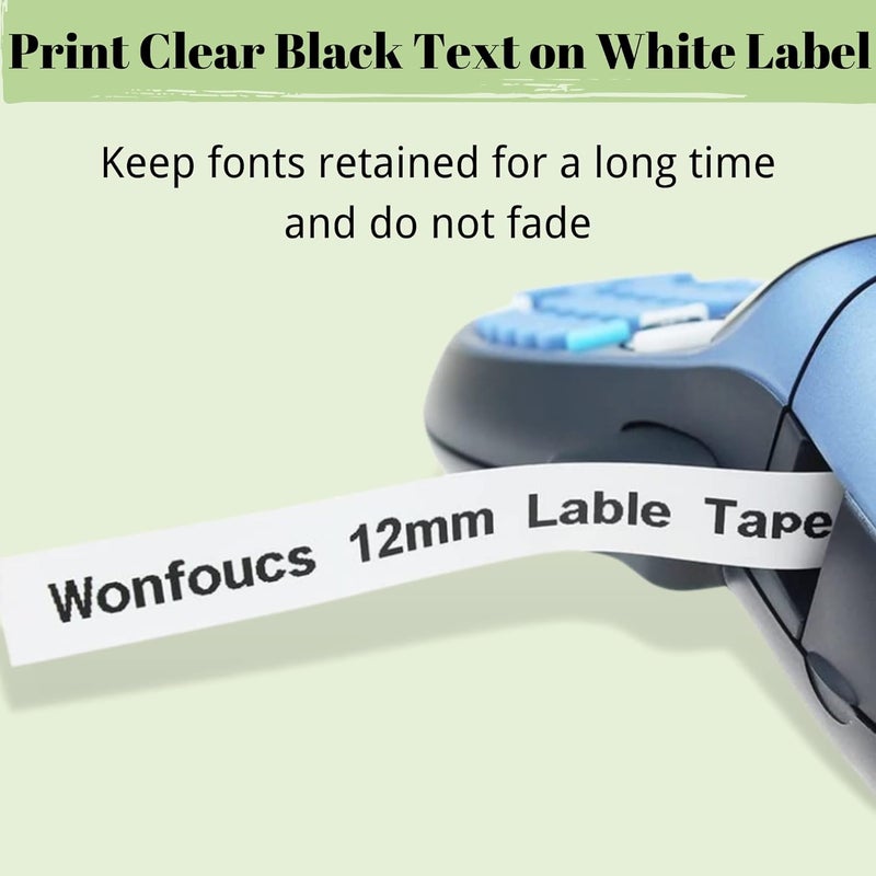 Wonfoucs Compatible Labels Replacement for Dymo Label Maker Refills 91330 10697 White Paper 12mm x 4m 1/2'' x 13' LT Labeling Tape Work for Dymo Letratag Label Maker LT-100H LT-100T QX50, 6-Pack - Image 4